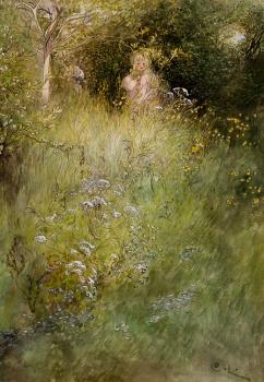 卡爾 拉爾森 A Fairy, or Kersti, and a View of a Meadow 卡爾 拉爾森 A Fairy, or Kersti, and a View of a Meadow